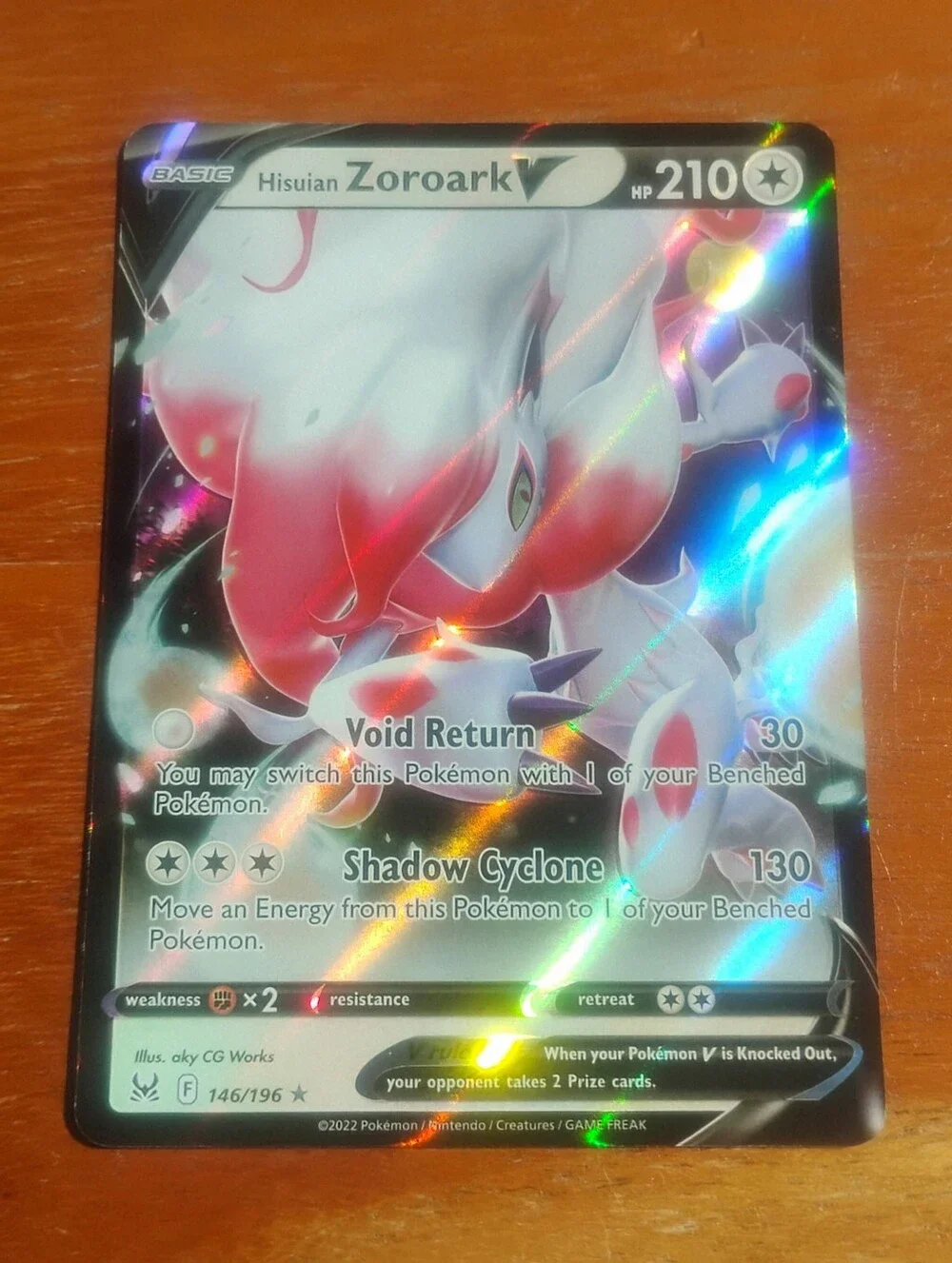 Mint 2022 Holo Full Art Hisuian Zoroark V 146/196 Lost Origin Pokemon Card